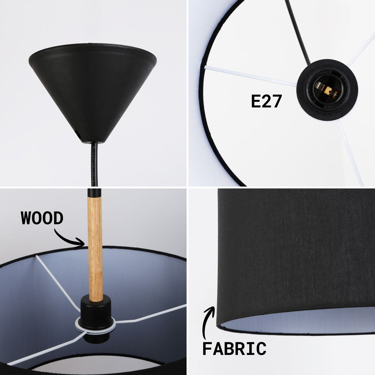 Lámpara colgante con pantalla de tela "CLASS XL" - E27 - Ø400 mm (11)