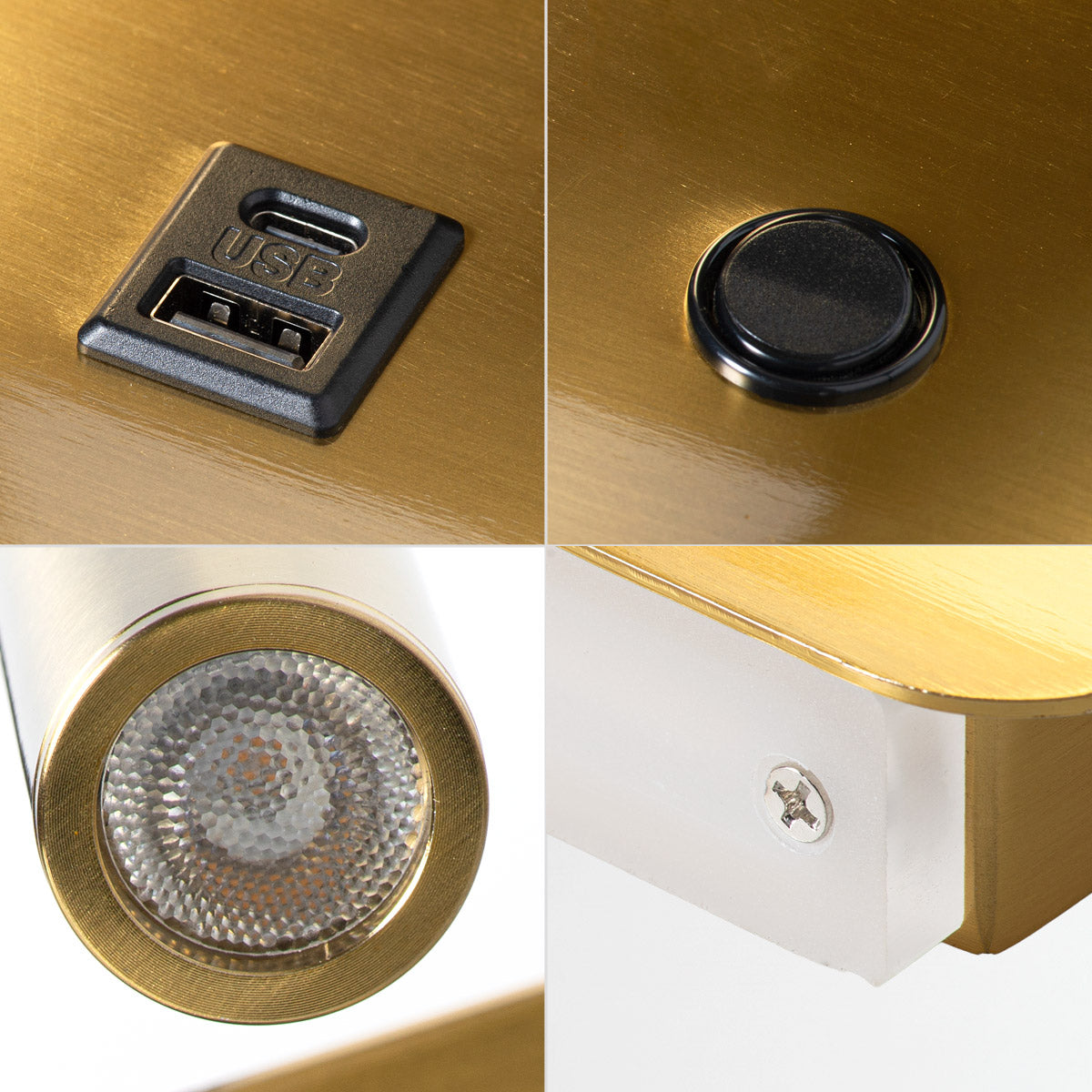 Aplique de pared para lectura "SLANGE 2" - 3W + 6W - Puerto USB + USB-C (45)