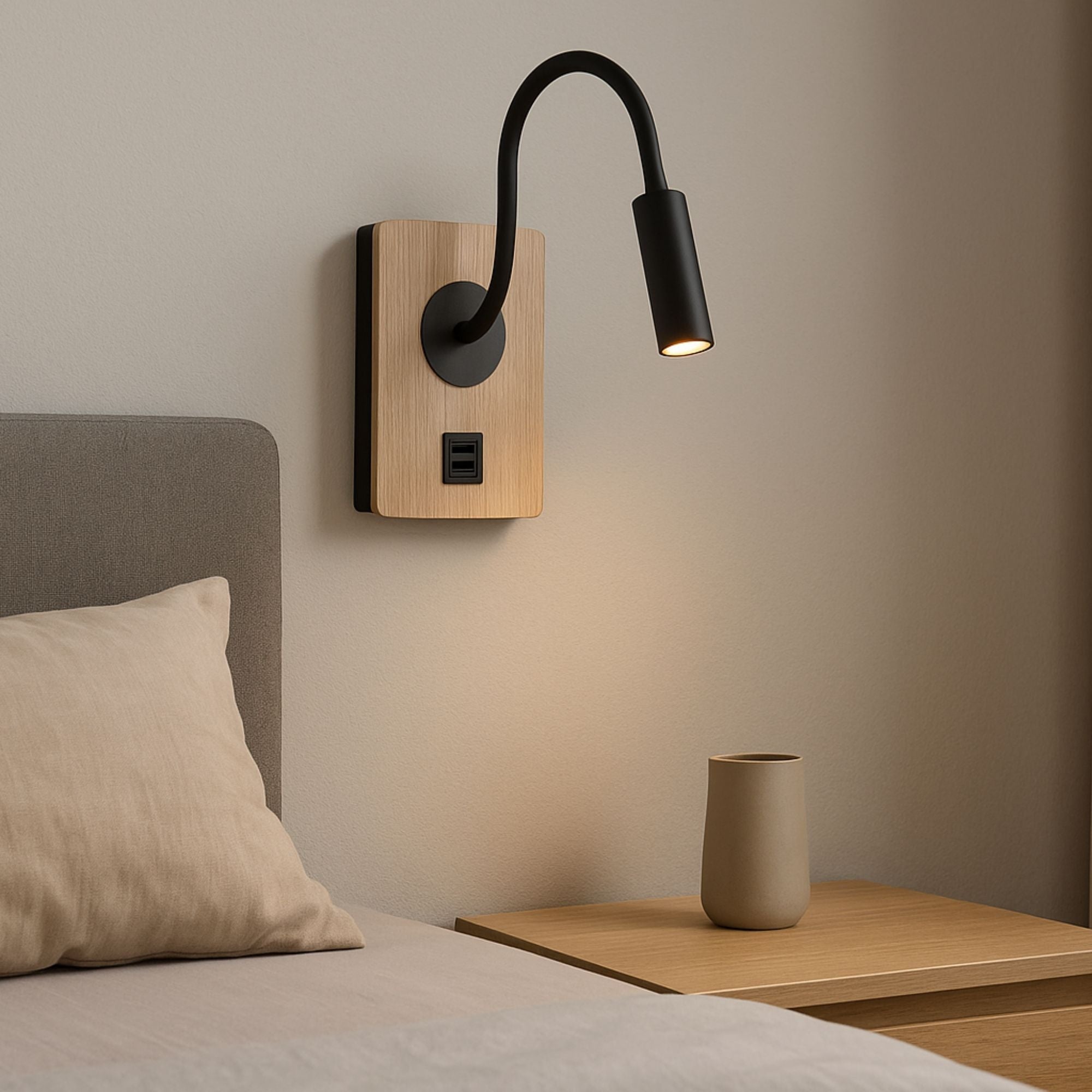 Aplique de pared flexible para lectura "LONDON" - Chip CREE - 3W - USB+USBC (8)