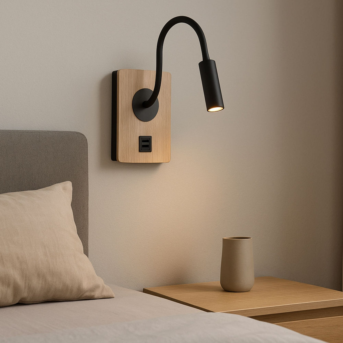 Aplique de pared flexible para lectura "LONDON" - Chip CREE - 3W - USB+USBC (8)