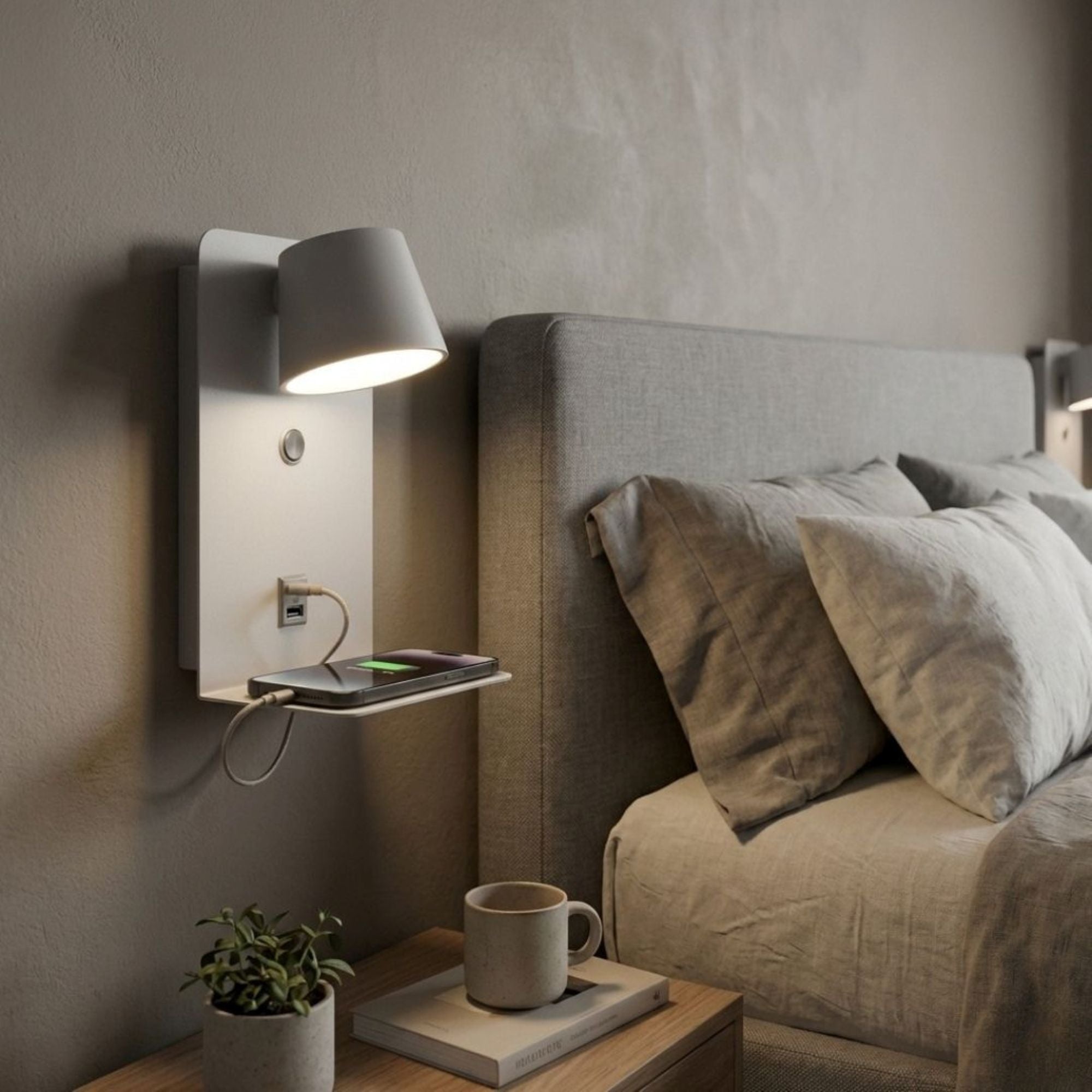 Aplique de pared para lectura "BASKOP" - Puerto USB + USB-C - 6W (32)
