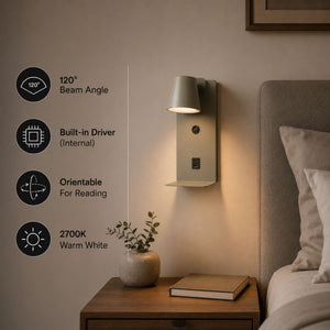 Aplique de pared para lectura "BASKOP" - Puerto USB + USB-C - 6W (37)