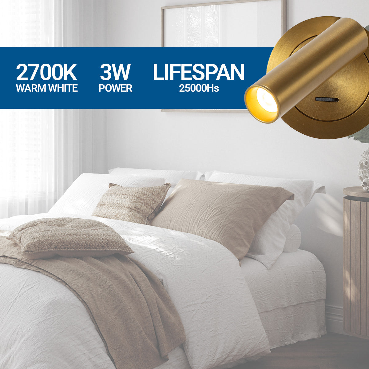 Aplique empotrable para lectura "MILSA" - 3W - 2700K - CRI 85 (70)