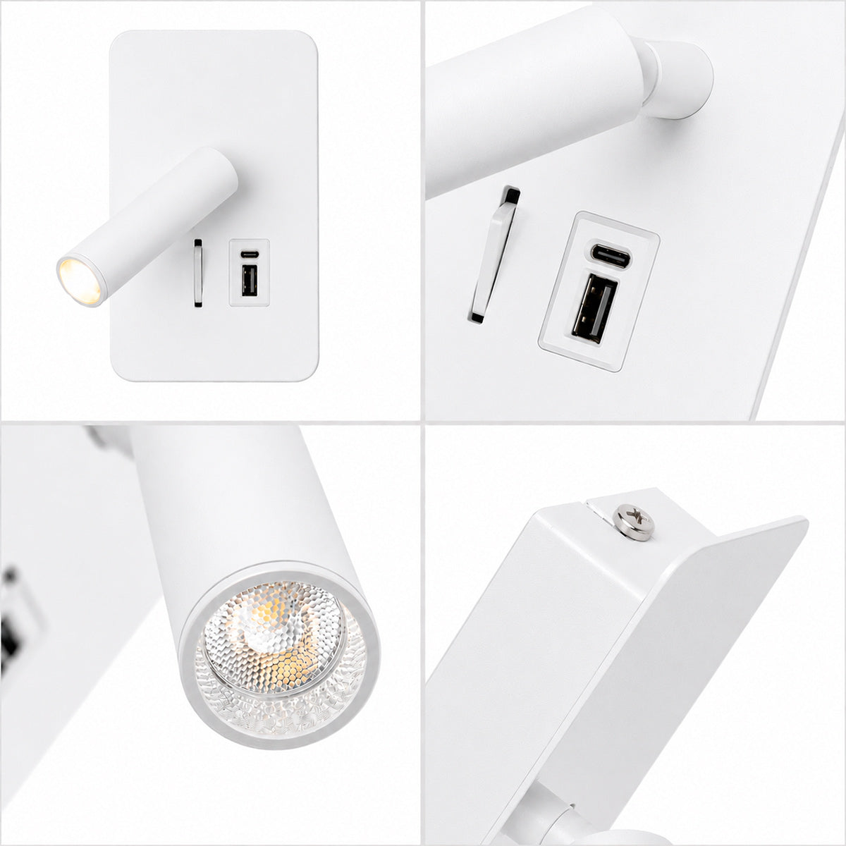 Aplique de pared "ALIX" - 3W - 2600K - USB+USB-C - Instalación superficie (21)
