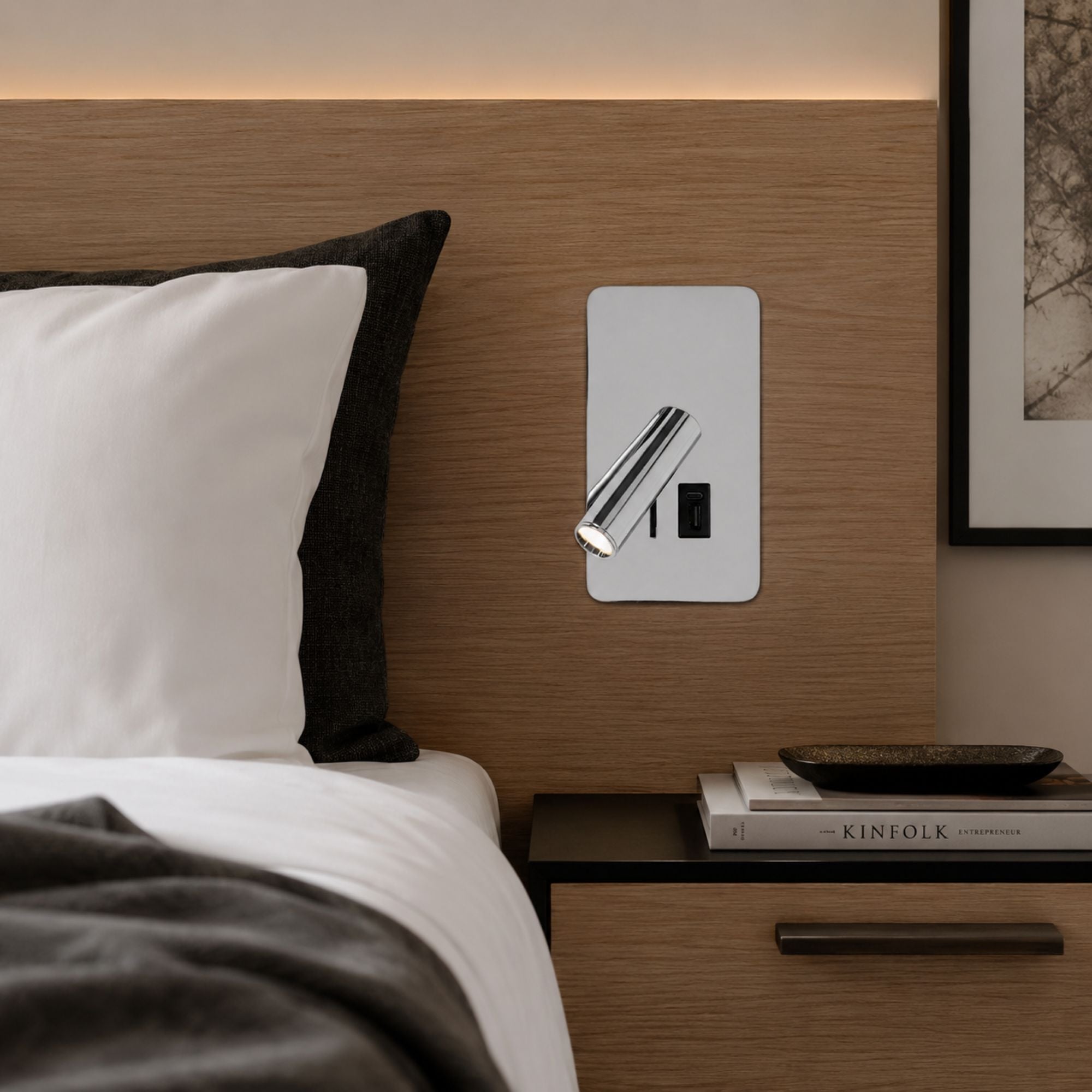 Aplique de pared "NORU" - 3W - 2600K - USB+USB-C - Empotrable (11)