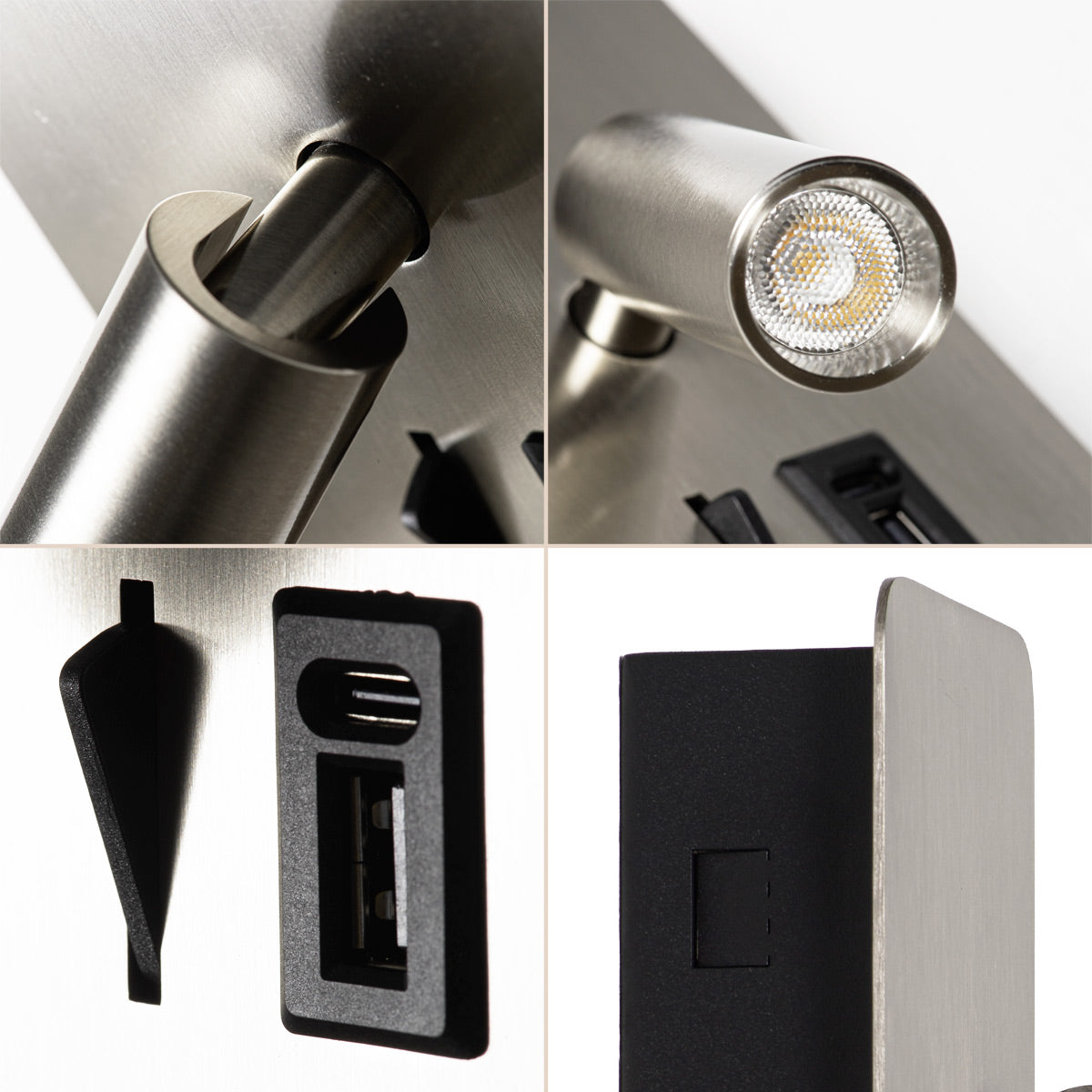 Aplique de pared "NORU" - 3W - 2600K - USB+USB-C - Empotrable (28)