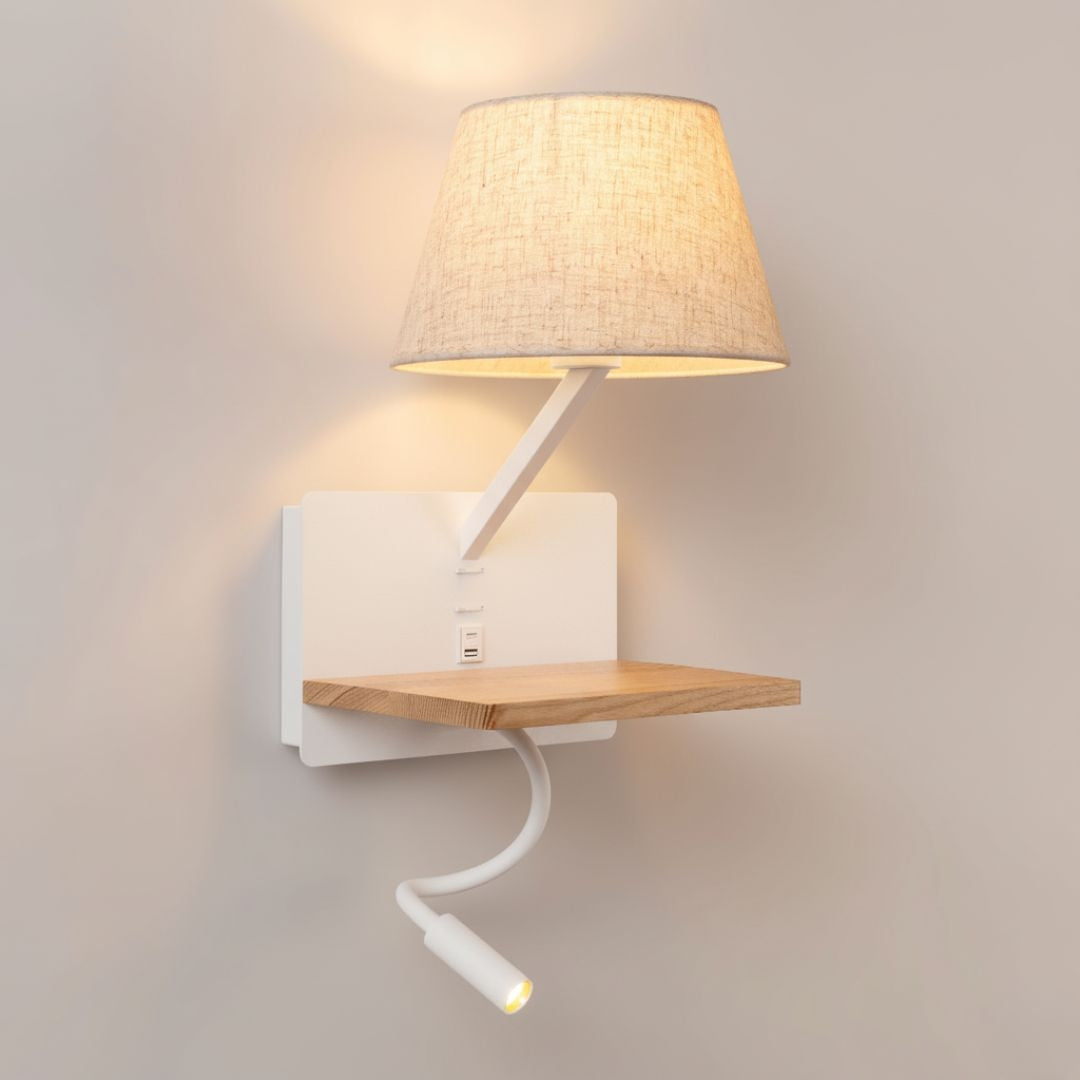 Aplique de pared para lectura "Artin USB + USBC" - Con foco LED orientable y puerto USB + USBC  - E27 + 3W (20)