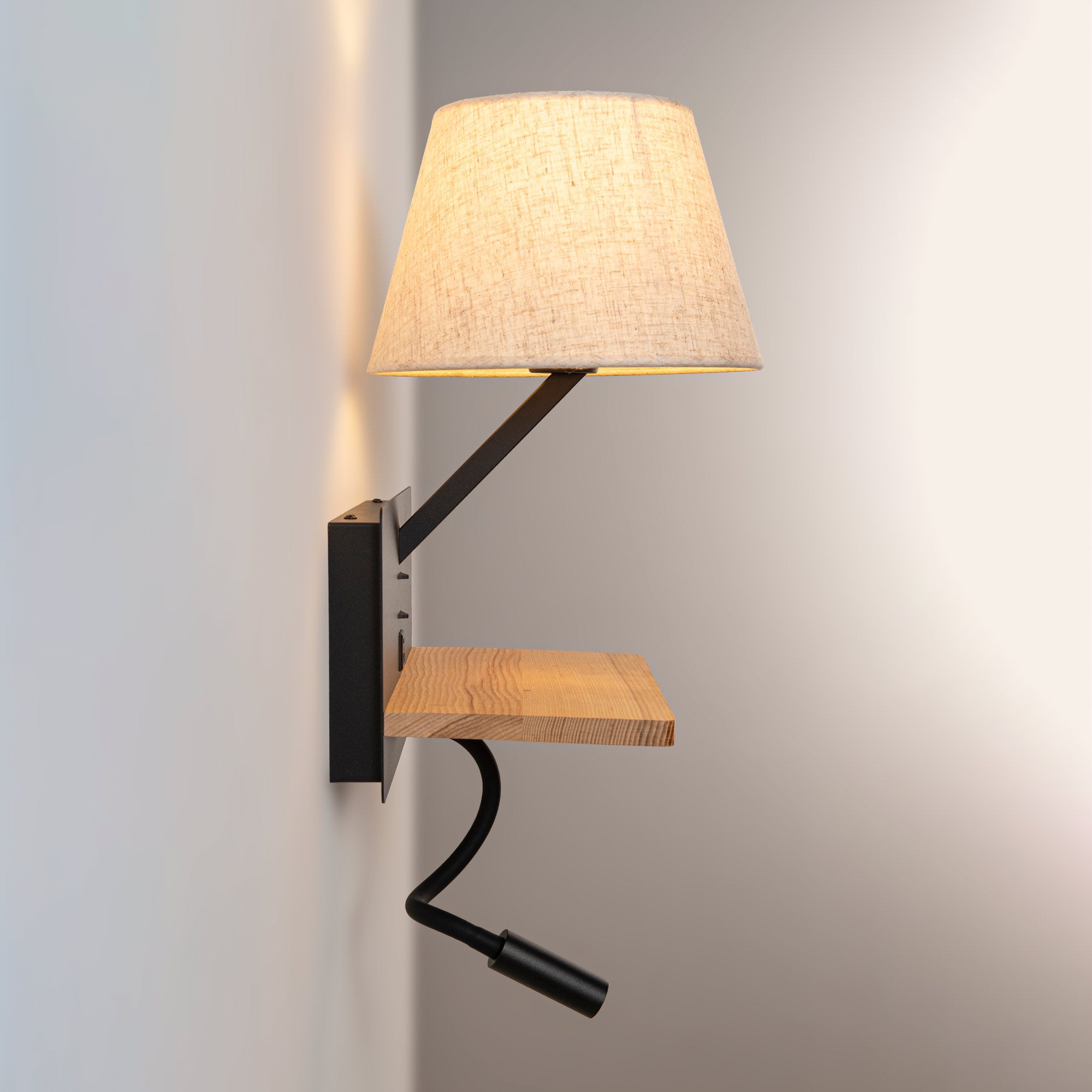 Aplique de pared para lectura "Artin USB + USBC" - Con foco LED orientable y puerto USB + USBC  - E27 + 3W (6)