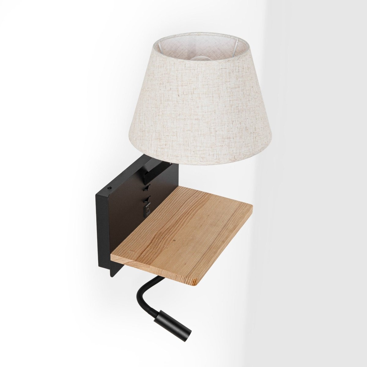 Aplique de pared para lectura "Artin USB + USBC" - Con foco LED orientable y puerto USB + USBC  - E27 + 3W - Barcelona Led-Decoración