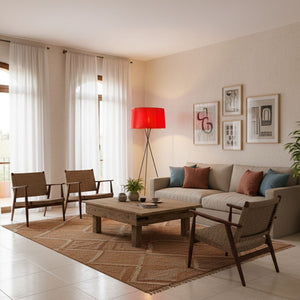 Lámpara de pie trípode "PRON" - Pantalla algodón -  E27 (28)