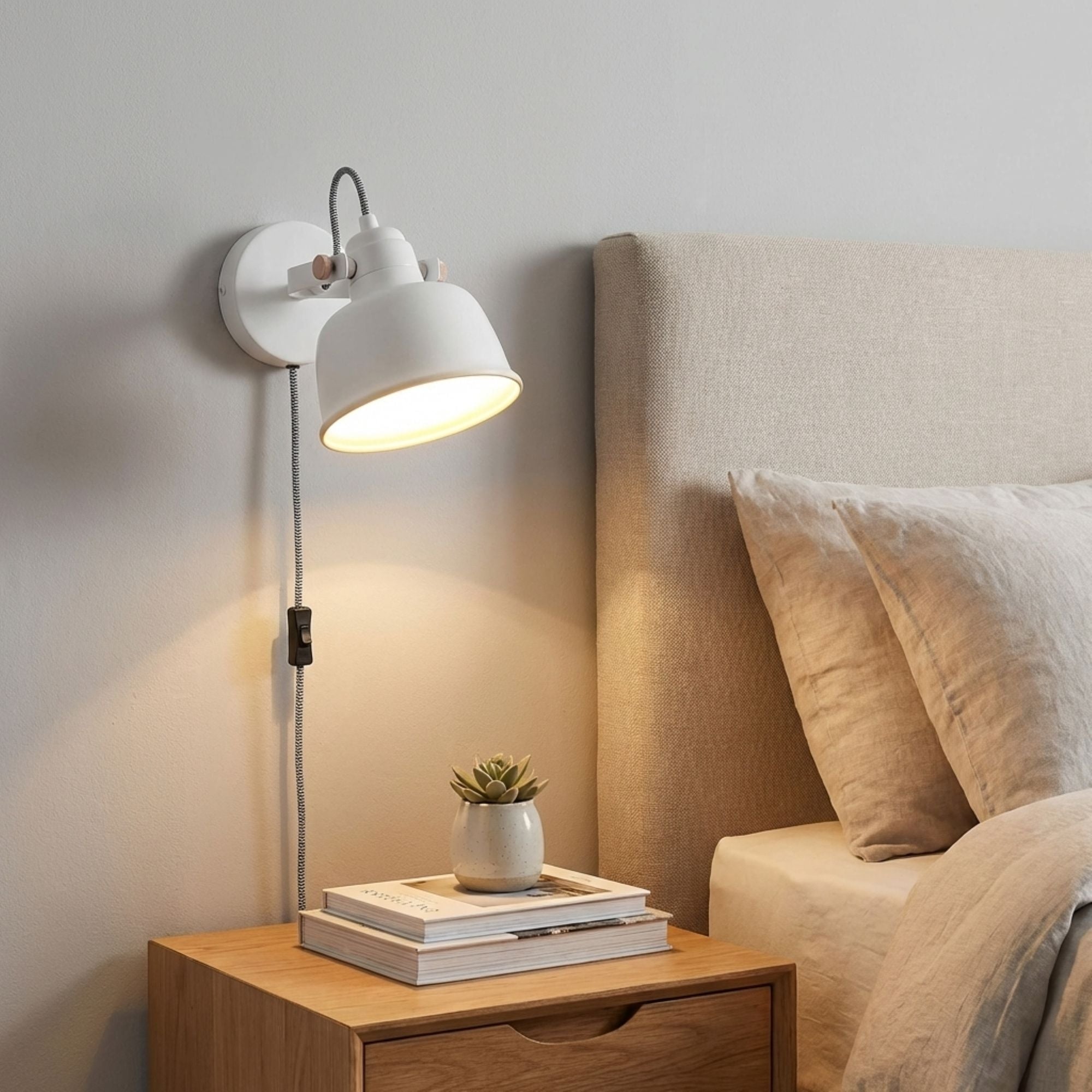 Aplique de pared interior "KUKKA" con interruptor y enchufe (8)