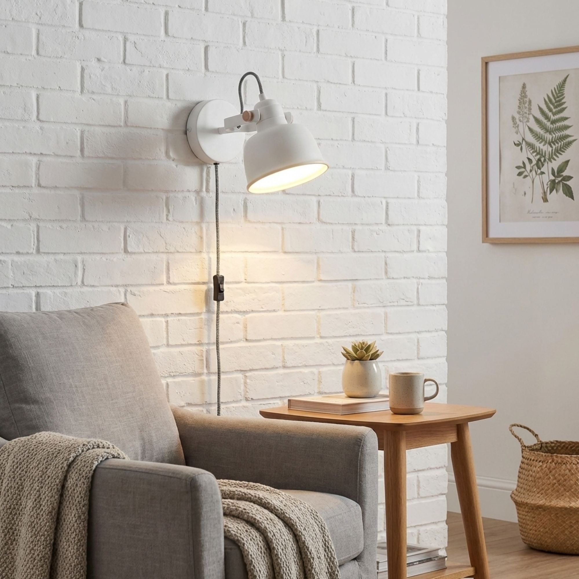 Aplique de pared interior "KUKKA" con interruptor y enchufe (10)