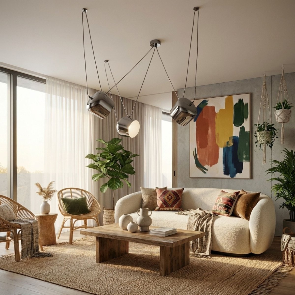 Lámpara colgante moderna triple "Blus" - E27 - Barcelona Led-Decoración