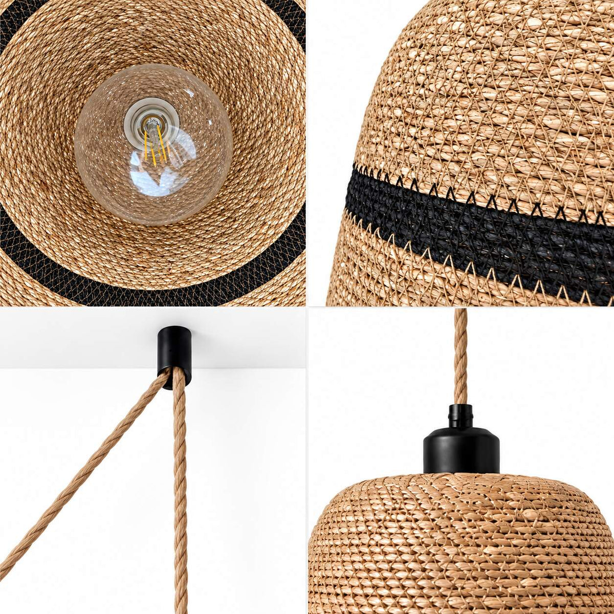 Lámpara colgante en seagrass con cable y enchufe "MAREA" - E27 - Ø30 cm (13)