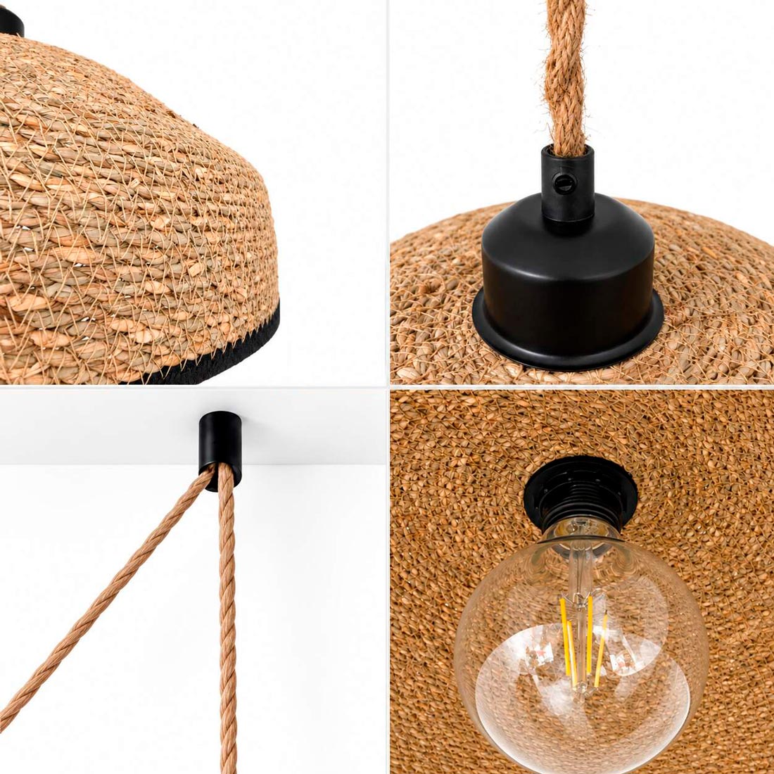 Lámpara colgante en seagrass con cable y enchufe "SOLINE" - E27 - Ø40 cm (11)