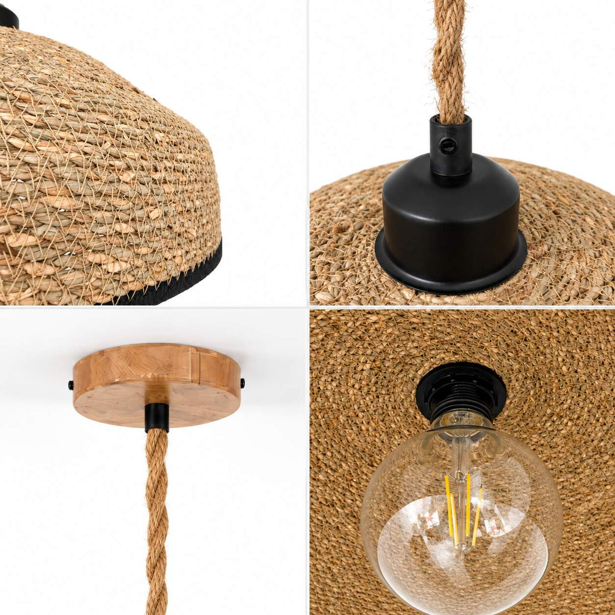 Lámpara colgante en seagrass "SOLINE" - E27 - Ø40 cm (13)