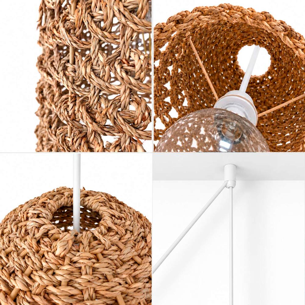 Lámpara colgante en seagrass con cable y enchufe "CAMPANULA" - E27 - Ø40 cm (5)