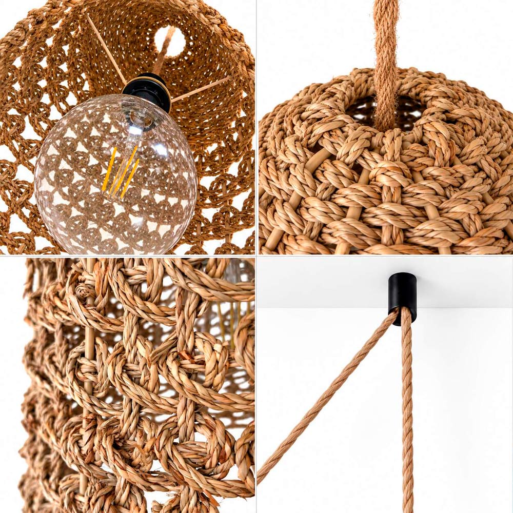 Lámpara colgante en seagrass con cable y enchufe "CAMPANULA" - E27 - Ø40 cm (11)