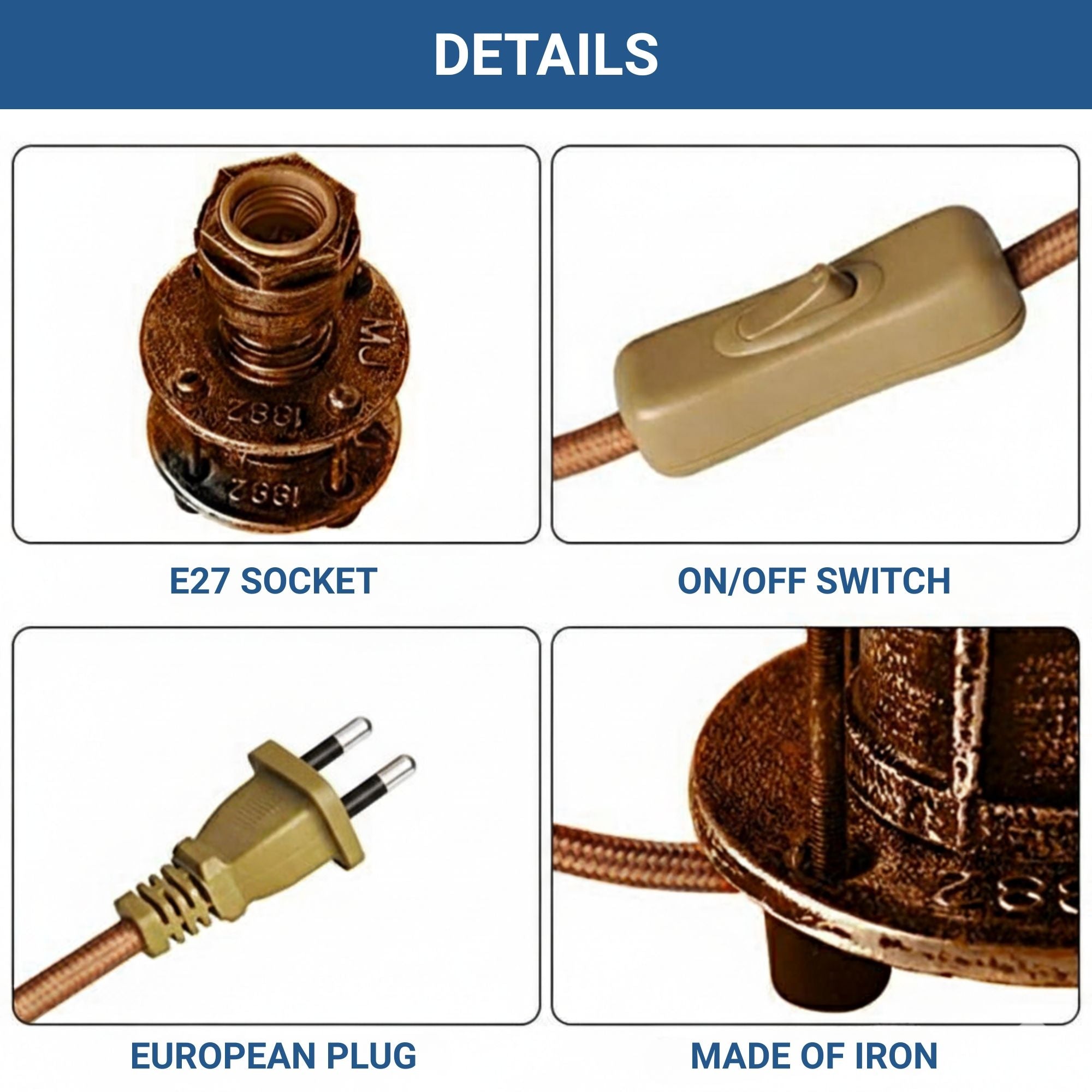 Lámpara de mesa vintage color bronce E27 (5)