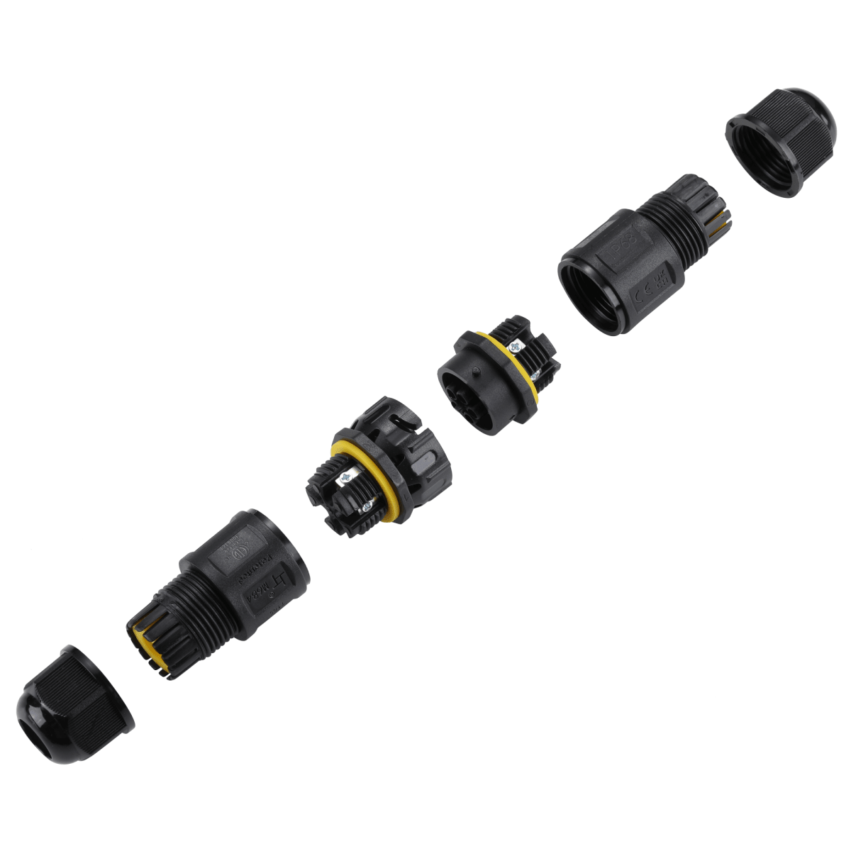 Conector impermeable - 6P - Macho y hembra - IP68 - 0,5-2,5mm² - 24A - T105 - Barcelona Led-Material eléctrico