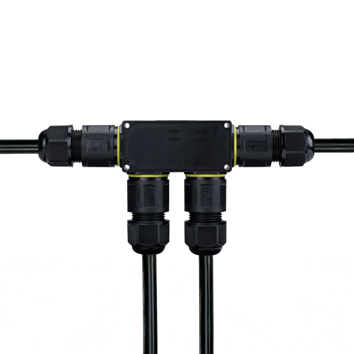 Conector impermeable en F - 3P - IP68 - 0,5-2,5mm² - 24A - T105 - Barcelona Led-Material eléctrico