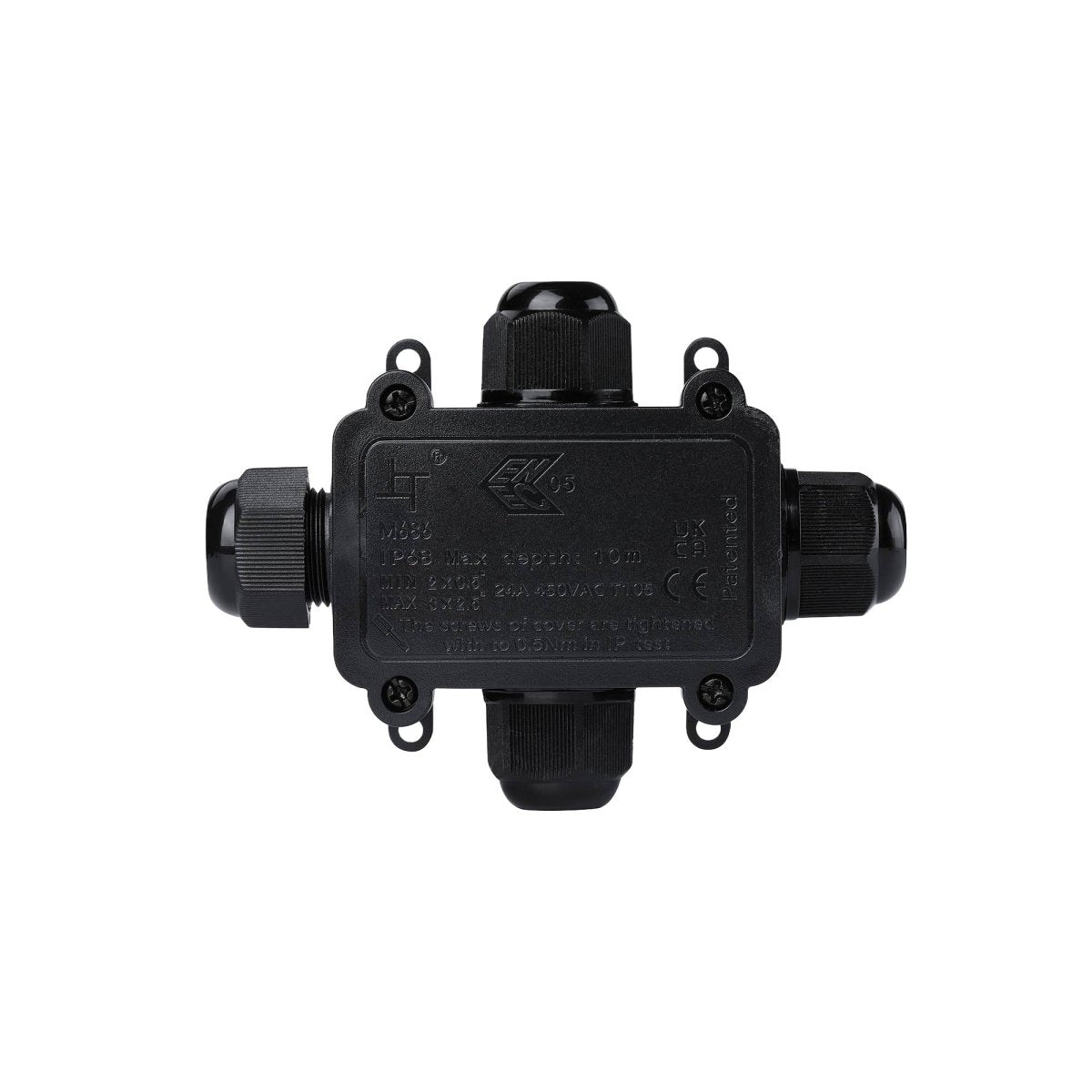 Caja de conexión impermeable en X - M20 - 4P - IP68 - 0.5-2.5mm² - 24A - T105 - Barcelona Led-Material eléctrico
