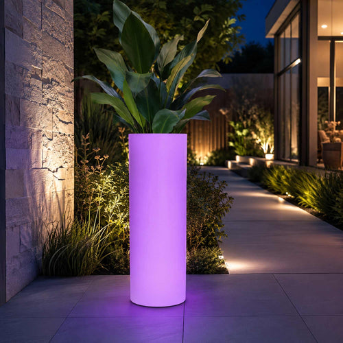 Cylindrical LED RGBW Planter - 7W - 115 x Ø 40cm - Rechargeable