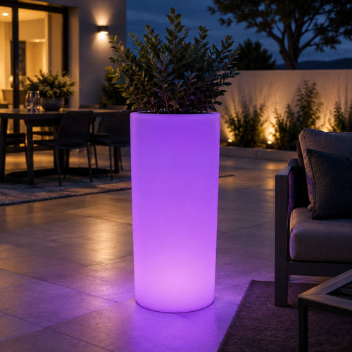 Vaso cilíndrico LED RGBW - 5W - 80 x Ø 40cm - Recarregável