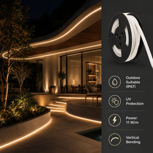 Neón LED flexible 24V DC - 12x12mm - 10 metros - Kit completo - 11W/m - IP67 - Curvatura vertical (33)