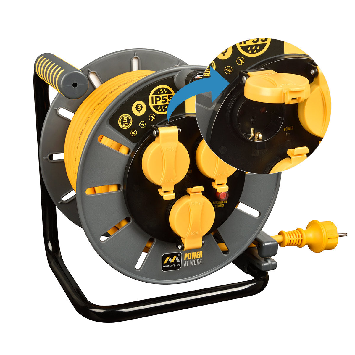 Enrollacables Pro-XT - 3 tomas - Cable alta visibilidad 3x1,5mm2 - 25m - IP55 (3)