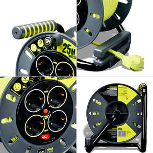 Enrollacables Pro-XT - 4 tomas - Cable alta visibilidad 3x1,5mm2 - 25m - IP20 (3)