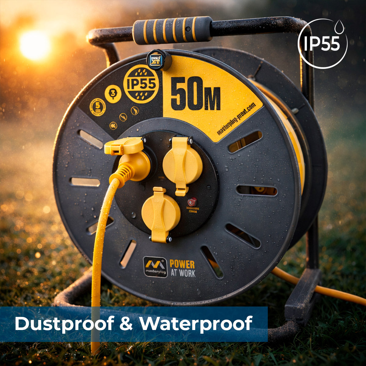 Enrollacables Pro-XT - 3 tomas - Cable alta visibilidad 3x1,5mm2 - 50m - IP55 (2)