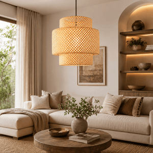 Lámpara colgante de mimbre "Onna" - Barcelona Led-Decoración