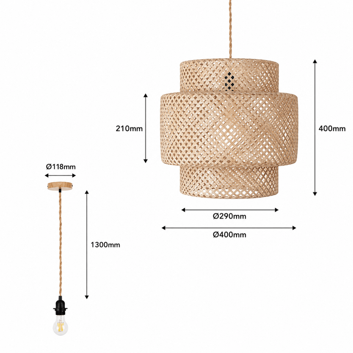 Lámpara colgante de mimbre "Onna" - Barcelona Led-Decoración