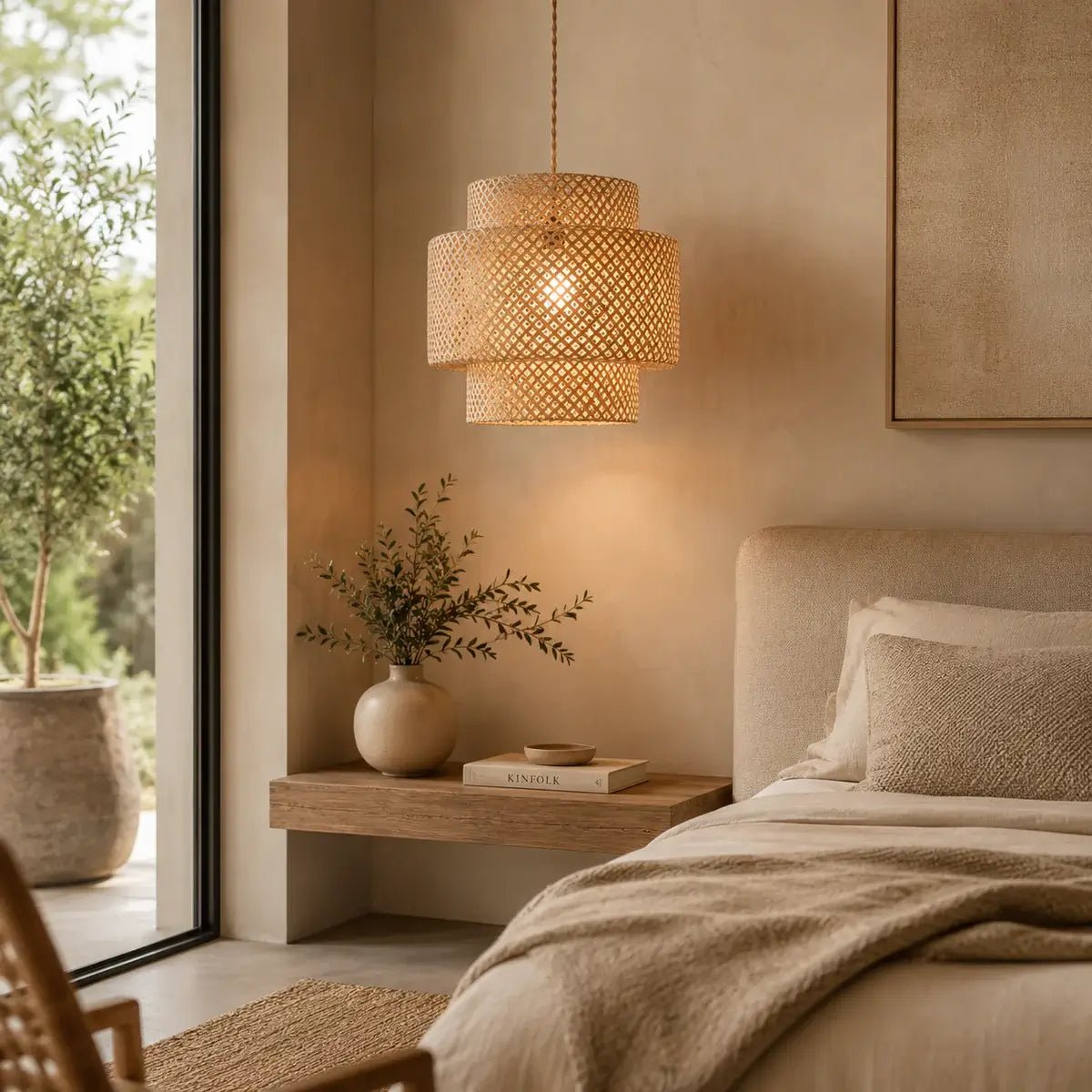 Lámpara colgante de mimbre "Onna" - Barcelona Led-Decoración