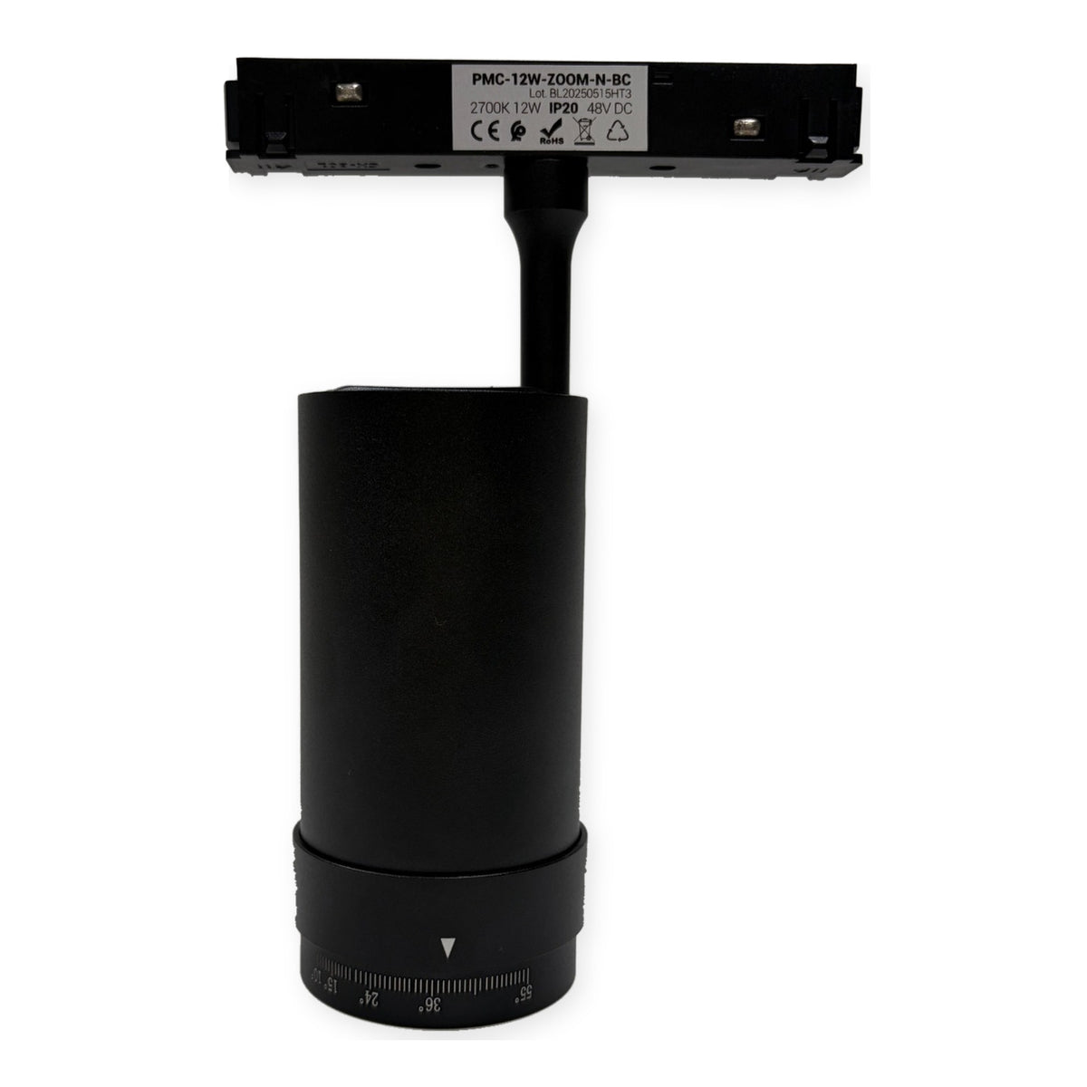 Foco LED para carril magnético con Zoom 15-60º - 48V - 12W (7)