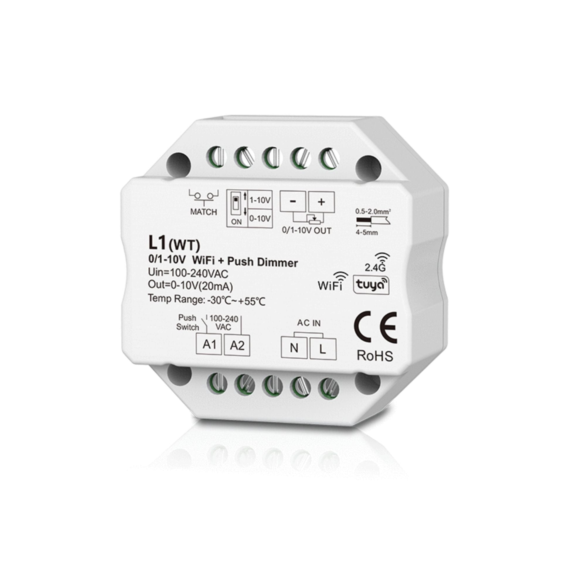 Controlador MINI 0/1-10V - WiFi+RF - PUSH Dim - 100-240V AC - TUYA - Skydance