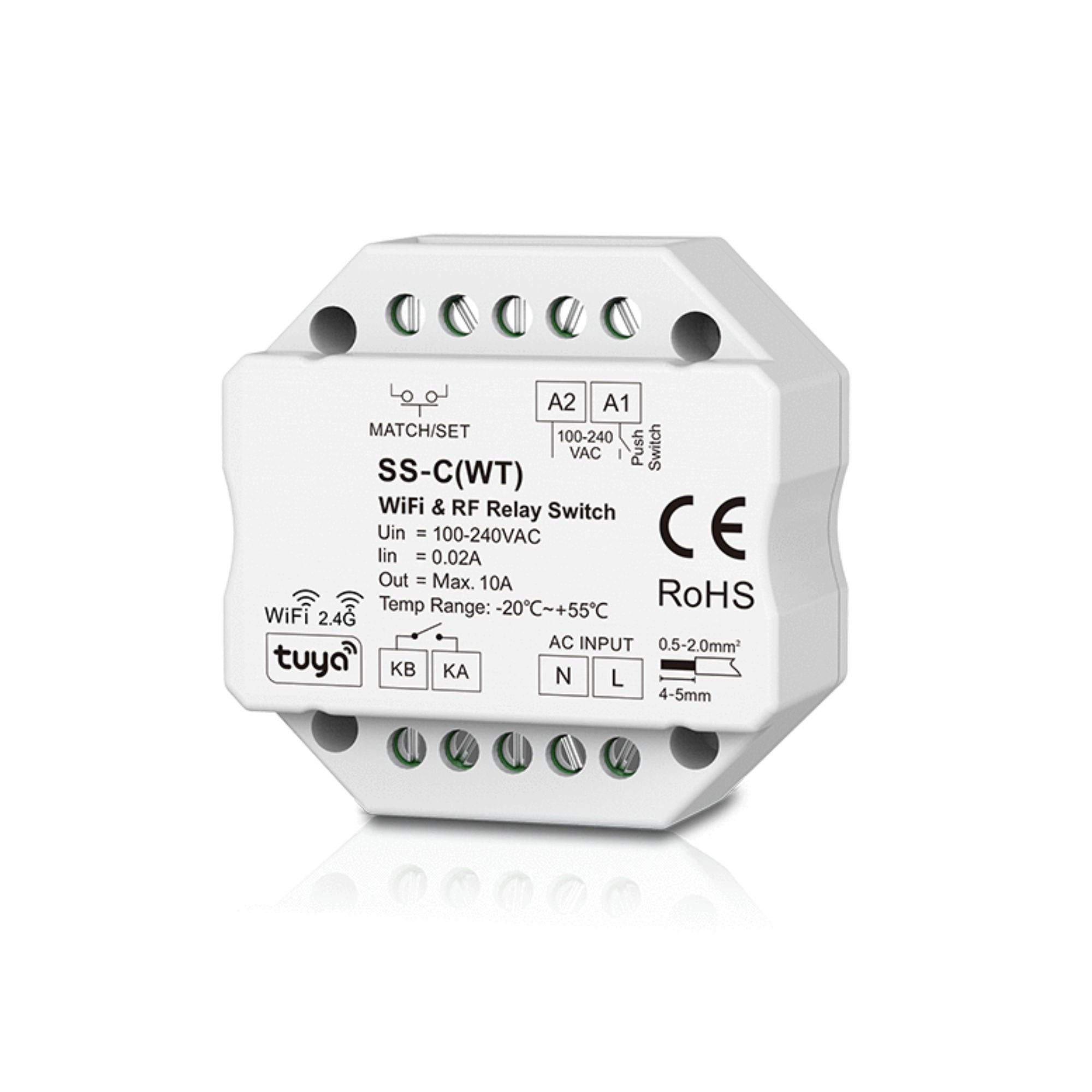 Interruptor Relay - WiFi+RF - 100-240V AC - 10A-8A-6A - TUYA - Skydance
