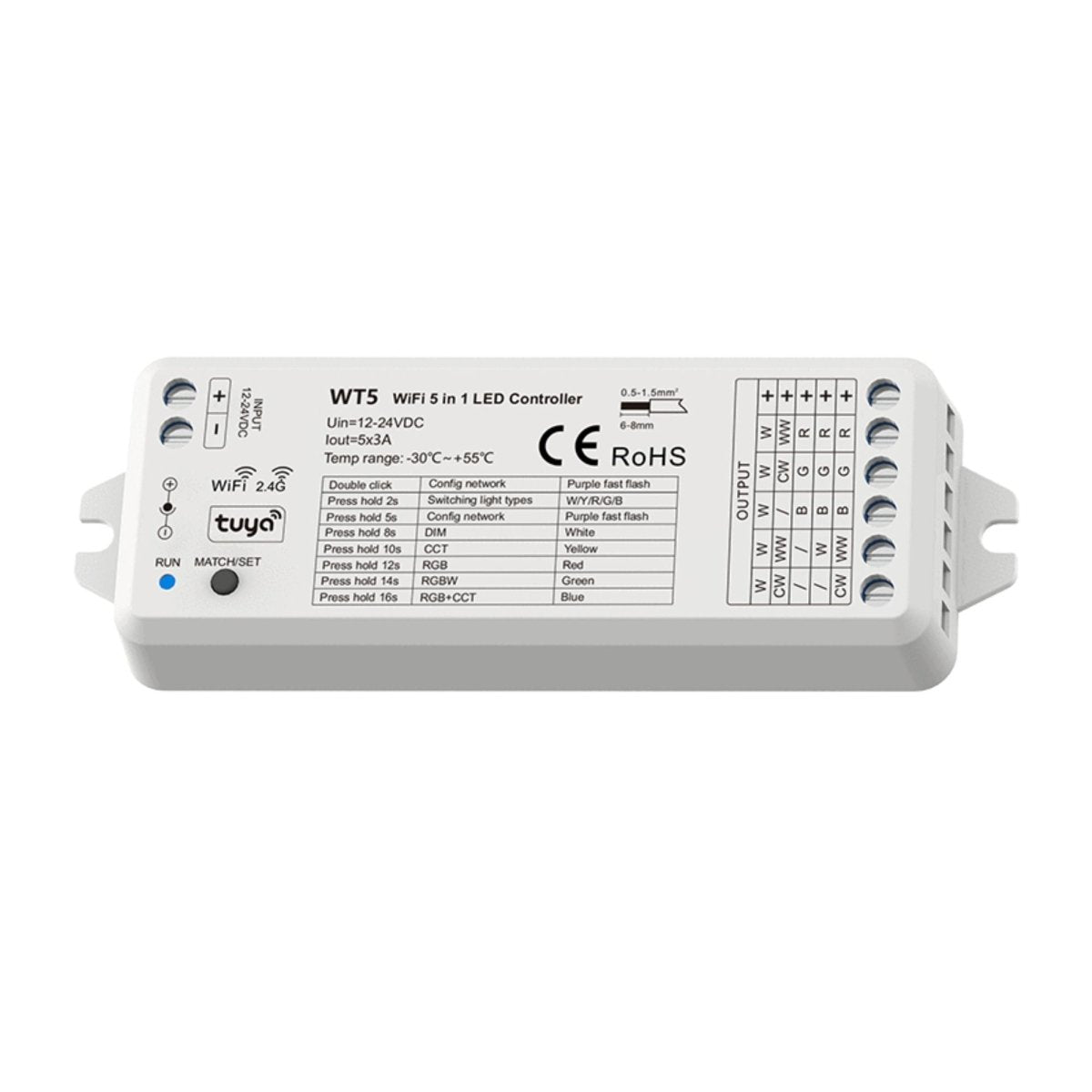 Controlador Monocolor/CCT/RGB/RGBW/RGB+CCT - Compacto - 12-24V DC - WiFi+RF - TUYA - Skydance - Barcelona Led-Control y regulación
