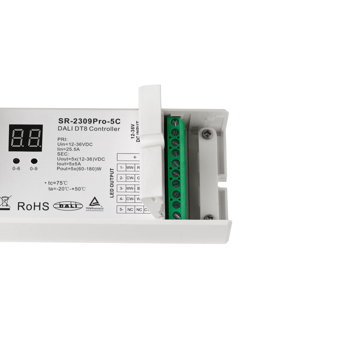 Dimmer DALI DT8 - 5 canales - MONO / CCT / RGB / RGBW / RGB+CCT - 12-48V - 5x5A (2)