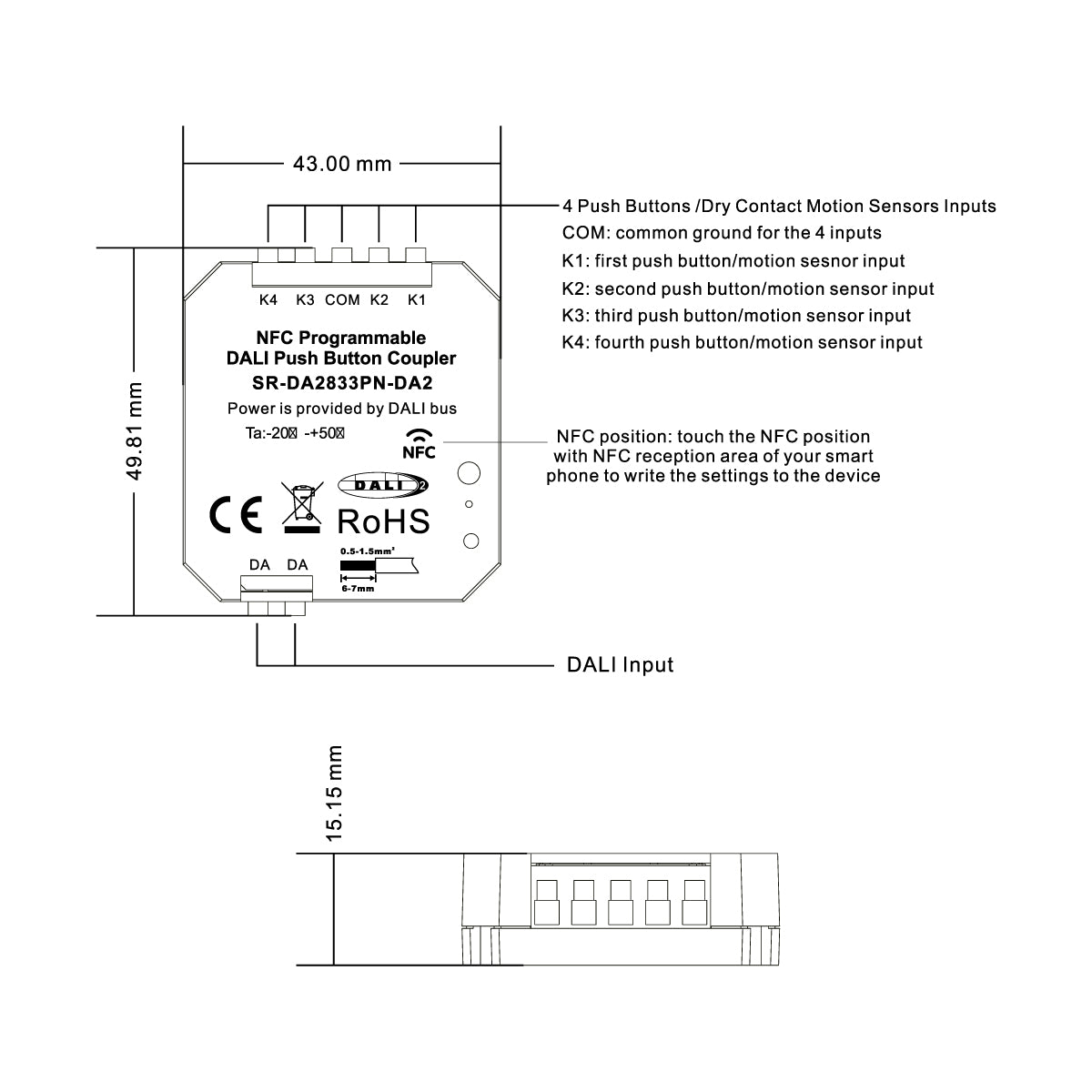Acoplador DALI-2 - NFC programable - 4 pulsadores (2)