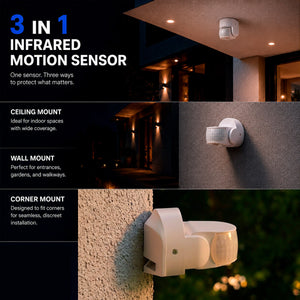 Sensor de movimiento PIR - 3 en 1 - 180°/360° - 600W - IP65 (4)