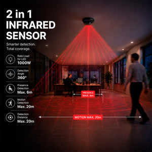 Sensor de movimiento PIR - 2 en 1 - 360º - 1000W - IP44 (7)