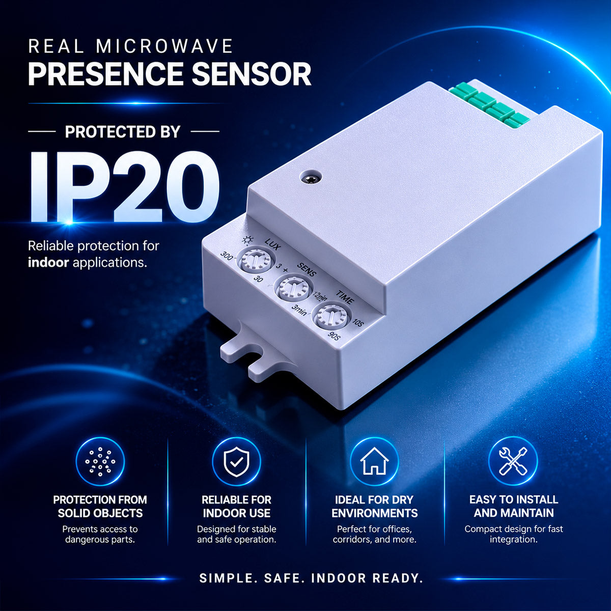 Microwave Presence Sensor 180°/360° 300W | Front Connection – Barcelona Led
