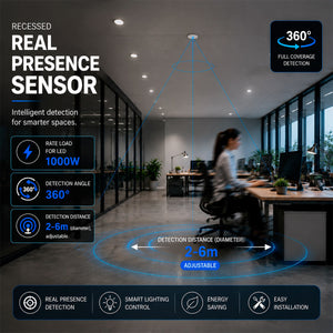 Sensor de presencia por microondas - Empotrable - 360º - 1000W - IP65 (1)