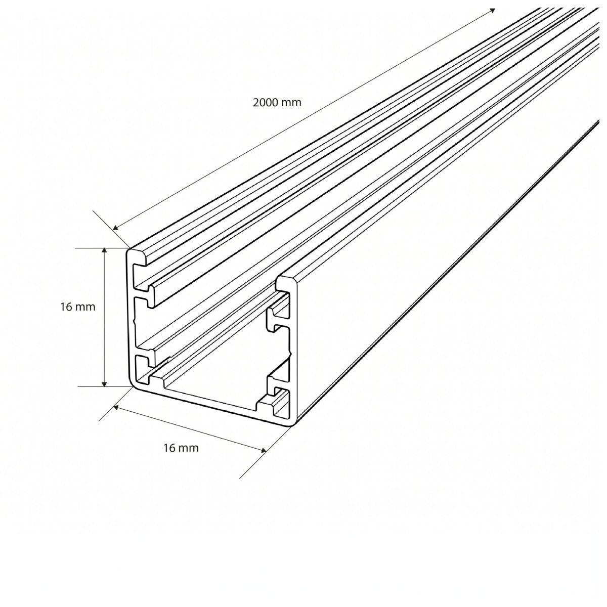 Perfil de acero 16x16 mm para fundas de silicona - 2 metros | Accesorios | Barcelona Led