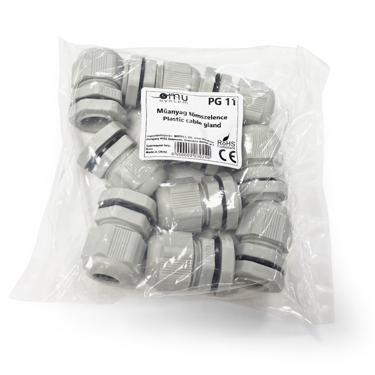 Pack x 10 - Prensaestopas PG11 con tuerca - Poliamida (6)