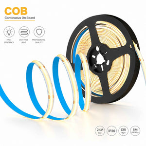 Tira LED COB 24V DC - 12W/m - 8mm - IP20 - Rollo de 5 metros - Corte cada 4,5 cm (4)