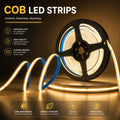Tira LED COB 24V DC - 12W/m - 8mm - IP20 - Rollo de 5 metros - Corte cada 4,5 cm 4