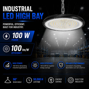 Campana LED industrial UFO - CCT - 100W - 90º - 100lm/w - IP65 (7)